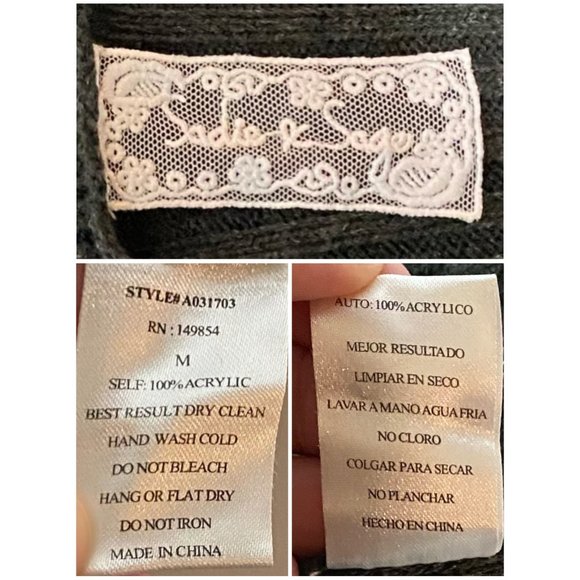 Sadie & Sage, EUC, Distressed Sweater, Open Front,  Charcoal Gray Cardigan, Med - Picture 14 of 14